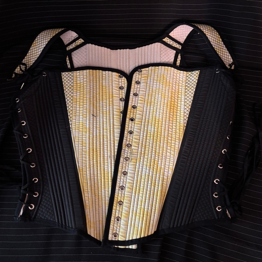 Yellow and Black Boned Corset